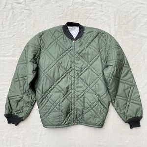 Vintage Quilted Puffer Liner Jacket, Olive Green Zip Up, 70s JCPenney size XL